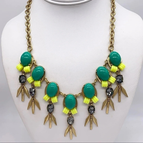 J. Crew Green & Yellow Dangle Necklace - Picture 1 of 3